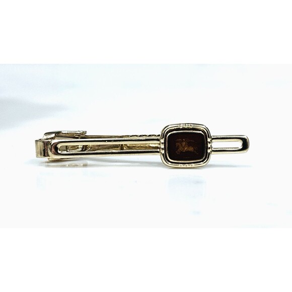 Burberrys Vintage Gold Tone Tie Clip Equestrian Knight Logo - Picture 1 of 13
